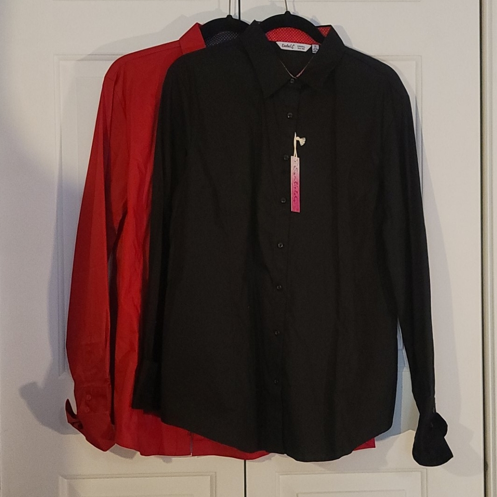 Long sleeve red and/or black dress shirt